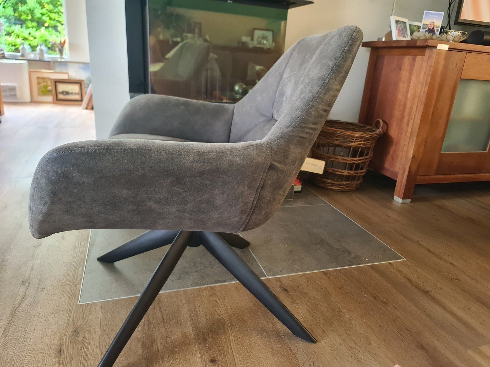2x Leenbakker fauteuils - Grijs stof - Zo goed als nieuw, Gebruikt, Twee, Ophalen of Verzenden, Stof
