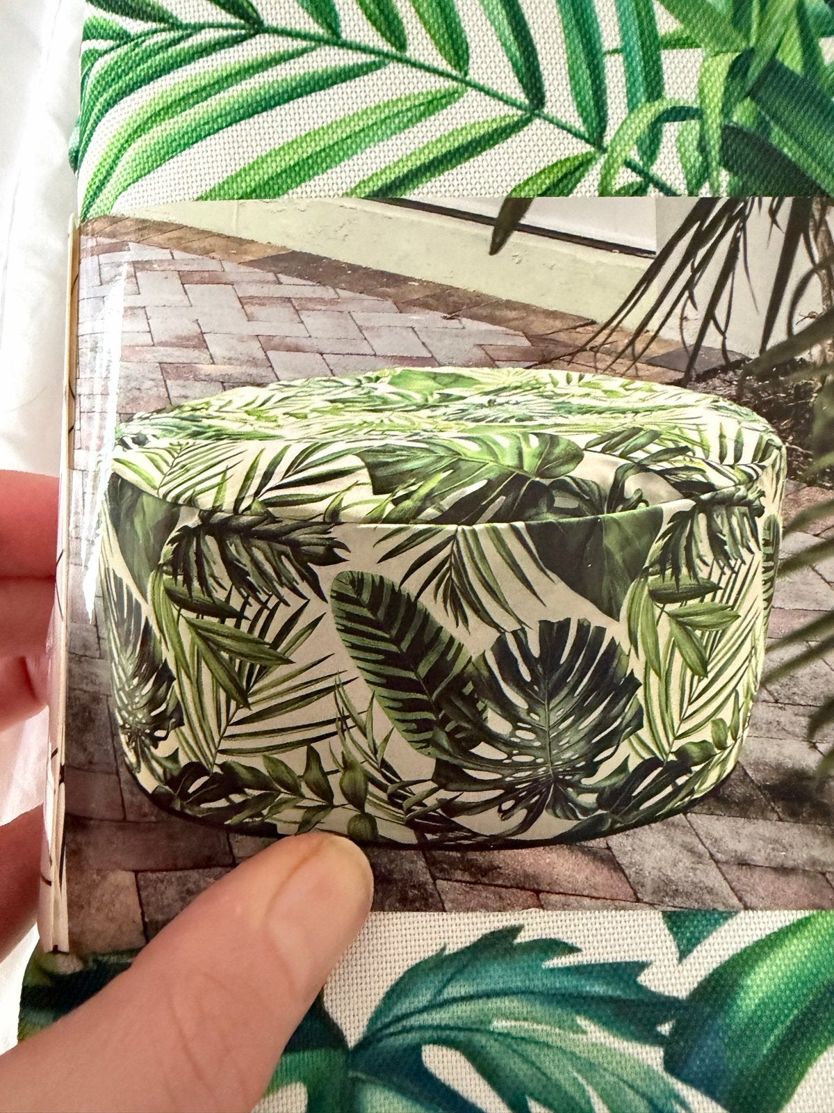 Villa Volance Opblaasbare Poef Canvas - Jungle Bladprint, Kunststof, Verzenden, Rond, Nieuw
