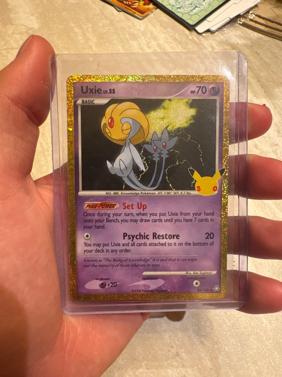 Pokémon Kaart Uxie Lv.55 (43/146) - Diamond & Pearl, Ophalen of Verzenden, Zo goed als nieuw, Losse kaart