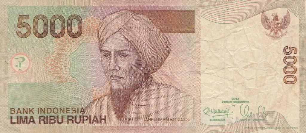 Bank of Indonesia 5000 lima ribu Rupiah  2013, Ophalen of Verzenden, Zuidoost-Azië, Los biljet