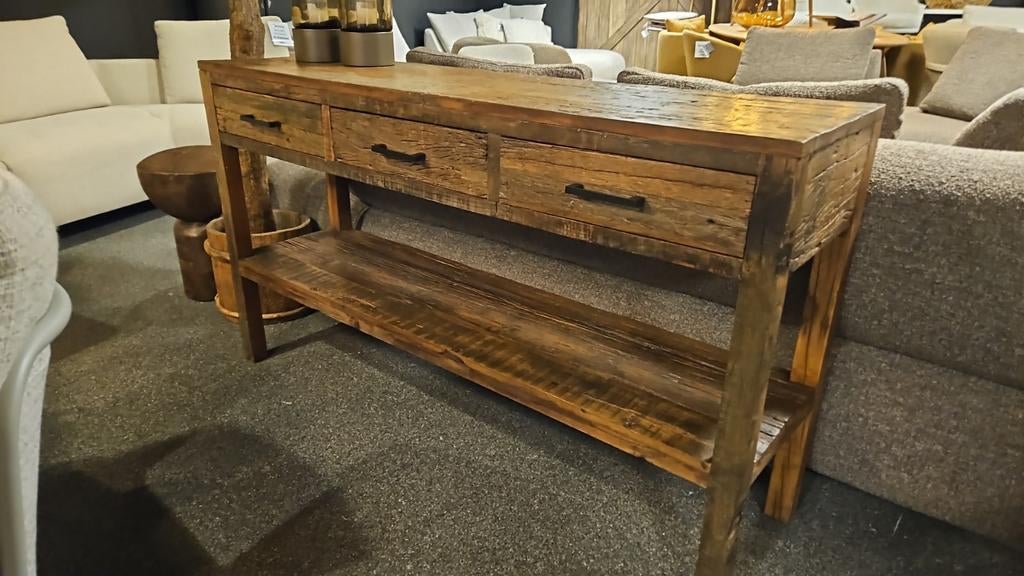 Wandtafel recycled oud hout, Ophalen of Verzenden, 25 tot 50 cm, Rechthoekig