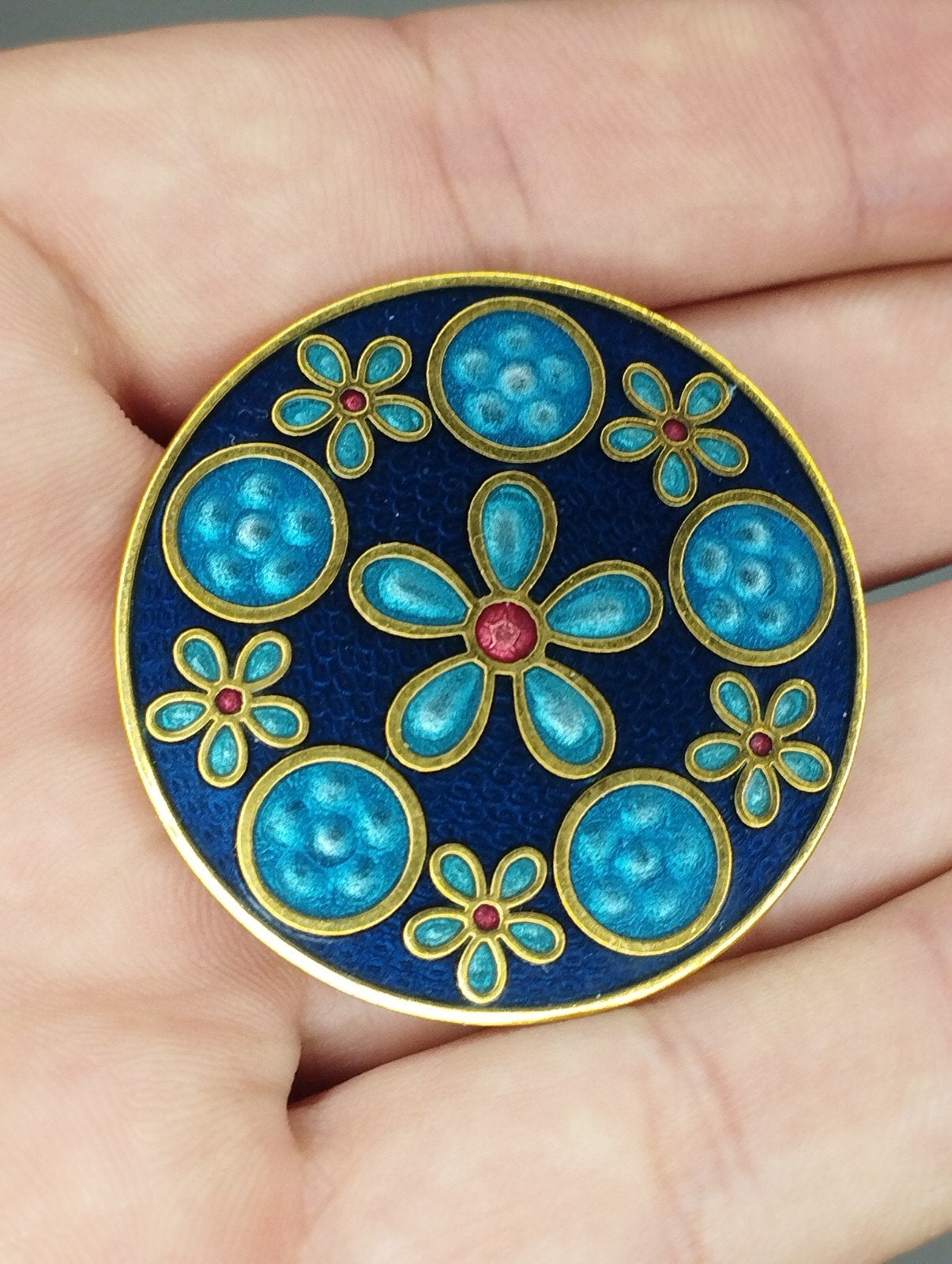 Prachtige vintage cloisonné emaille broche, Ophalen of Verzenden, Zo goed als nieuw, Overige materialen