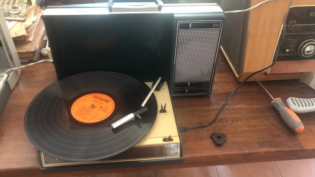 vintage blauwe philips kofferpickupje   uit 1970, Ophalen of Verzenden, Gebruikt, Philips