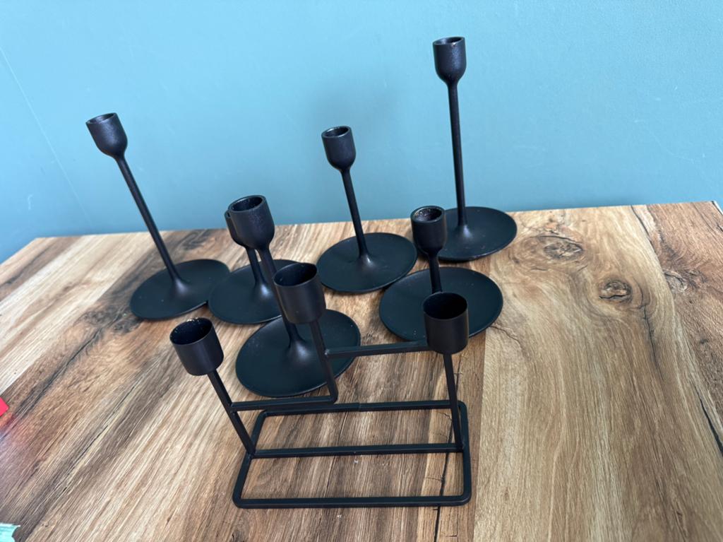 Verschillende kaarsen standaarden, Huis en Inrichting, Ophalen of Verzenden, Zwart, Overige materialen, Minder dan 25 cm
