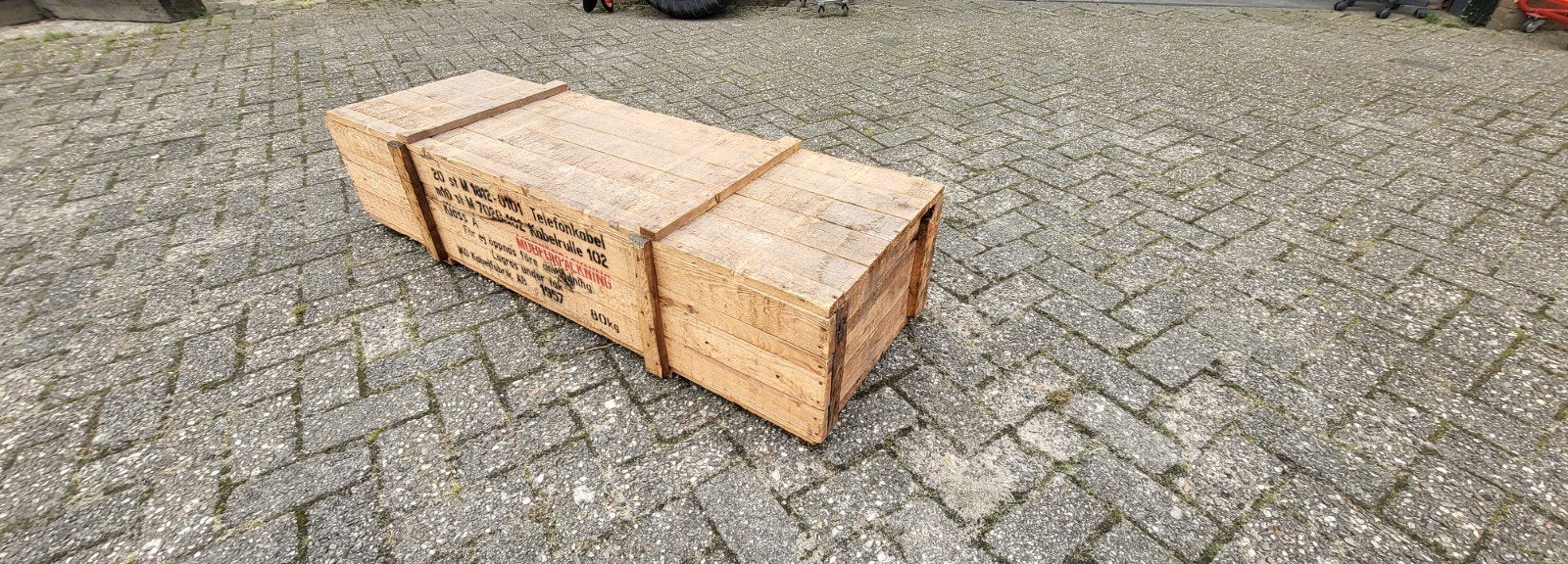 NL leger houten kist met opdruk 150x45x32cm, Ophalen, ., Nieuw, 50 tot 100 cm