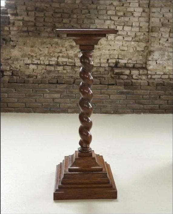 Antieke eiken zuil plantenstandaard barley twist, Ophalen
