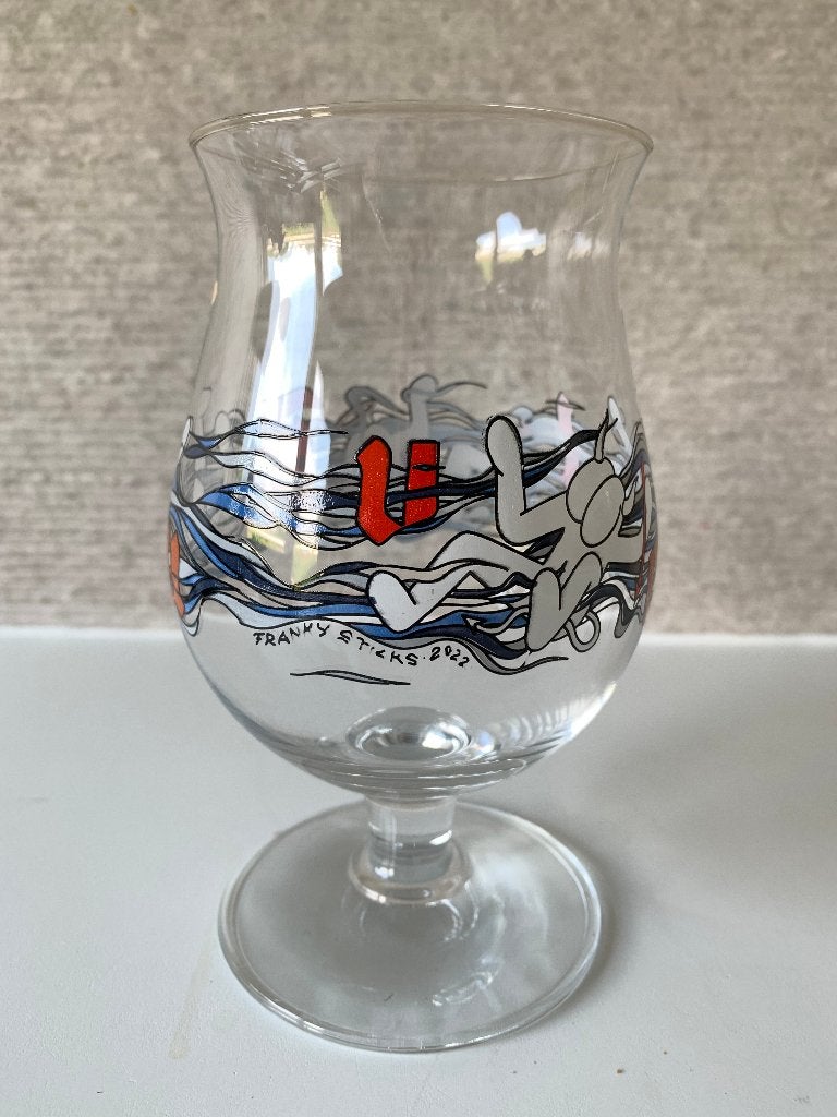 Nieuw Duvel glas Franky Sticks limited edition, Ophalen of Verzenden, Nieuw, Glas of Glazen, Duvel