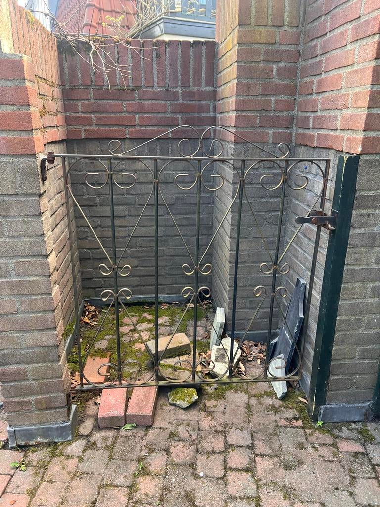 Smeedijzeren hekdeur, Tuin en Terras, Tuinhekken en Hekwerk, Ophalen, Met poort, Gebruikt, Sierhekwerk