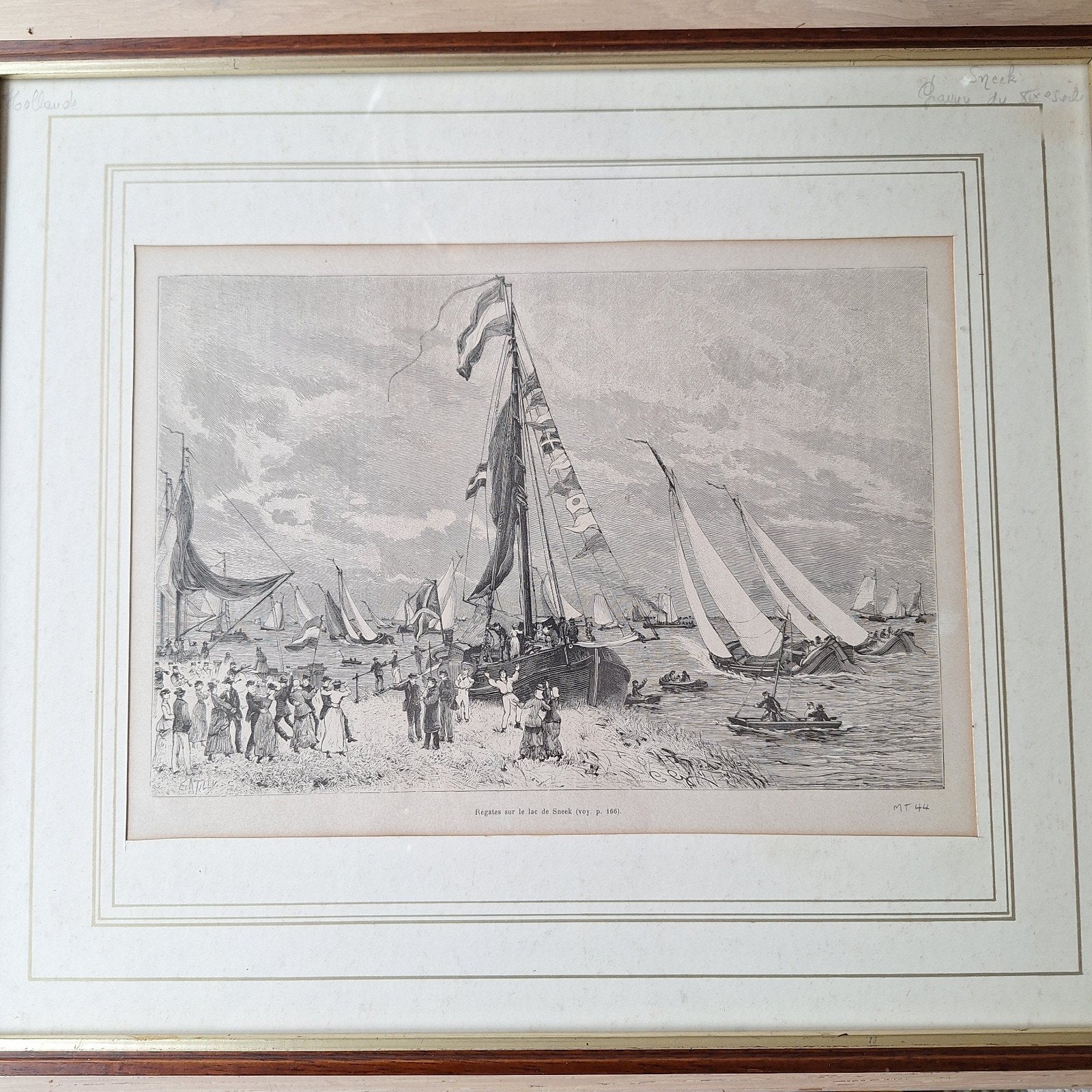 Regates sur la lac Sneek gravure Skûtsje regatta, Ophalen, Dagelijks leven, Gravure