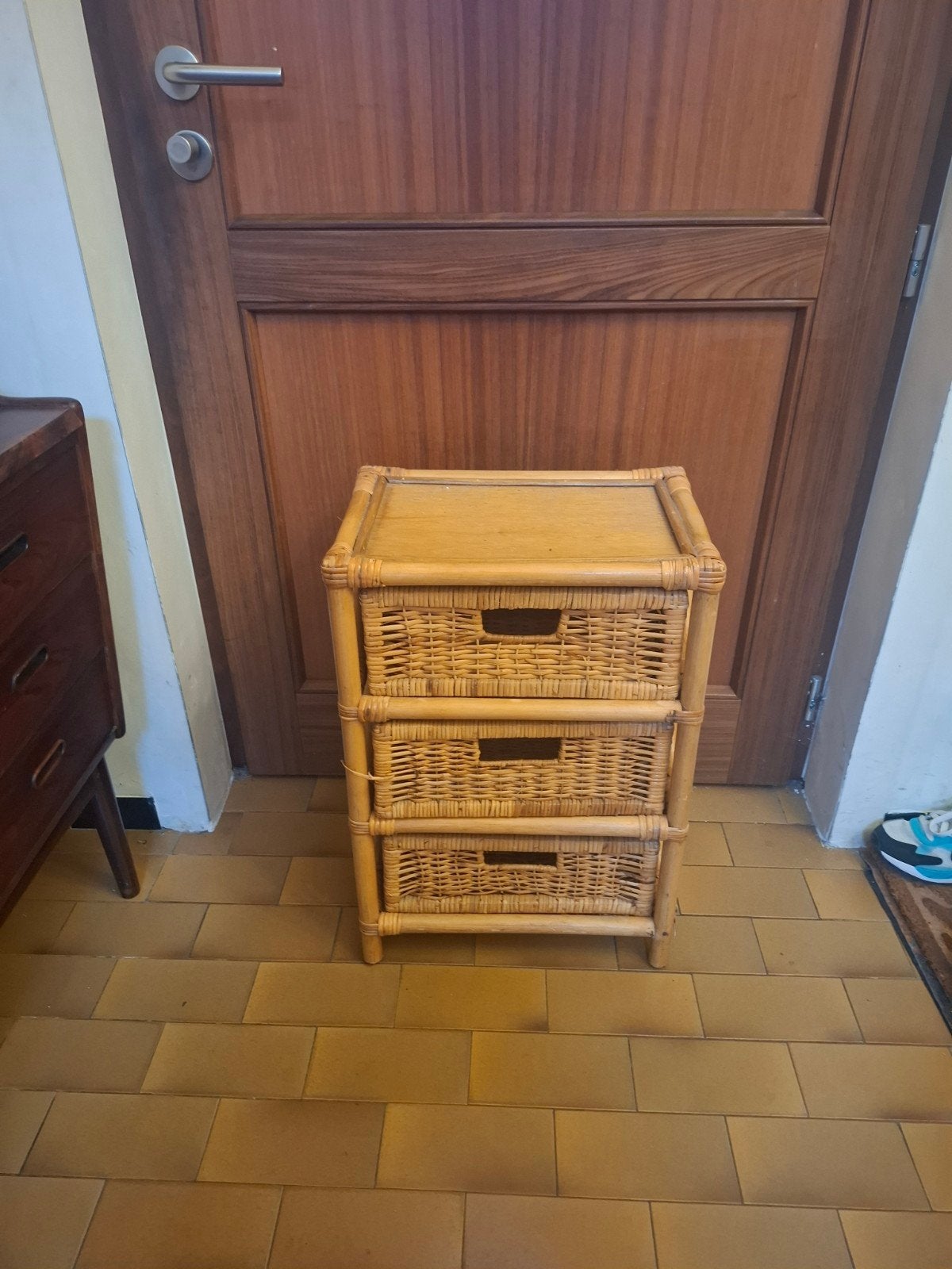 vintage rotan bamboe ladenkastje, Huis en Inrichting, Kasten | Ladekasten, Ophalen, Gebruikt, 50 tot 100 cm, 3 of 4 laden