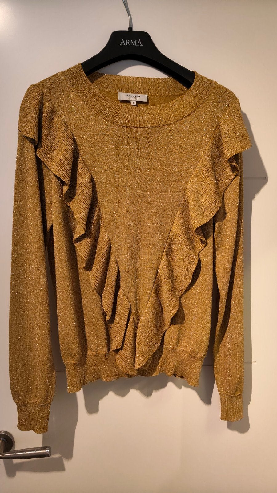 Gouden trui met ruches - Selected Femme - Maat M, Kleding | Dames, Maat 38/40 (M), Selected Femme, Ophalen of Verzenden, Zo goed als nieuw