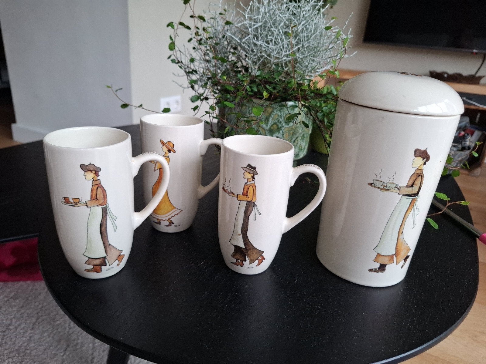 Jet Ter Steege Voorraadpot en 3 Mokken, Ophalen of Verzenden