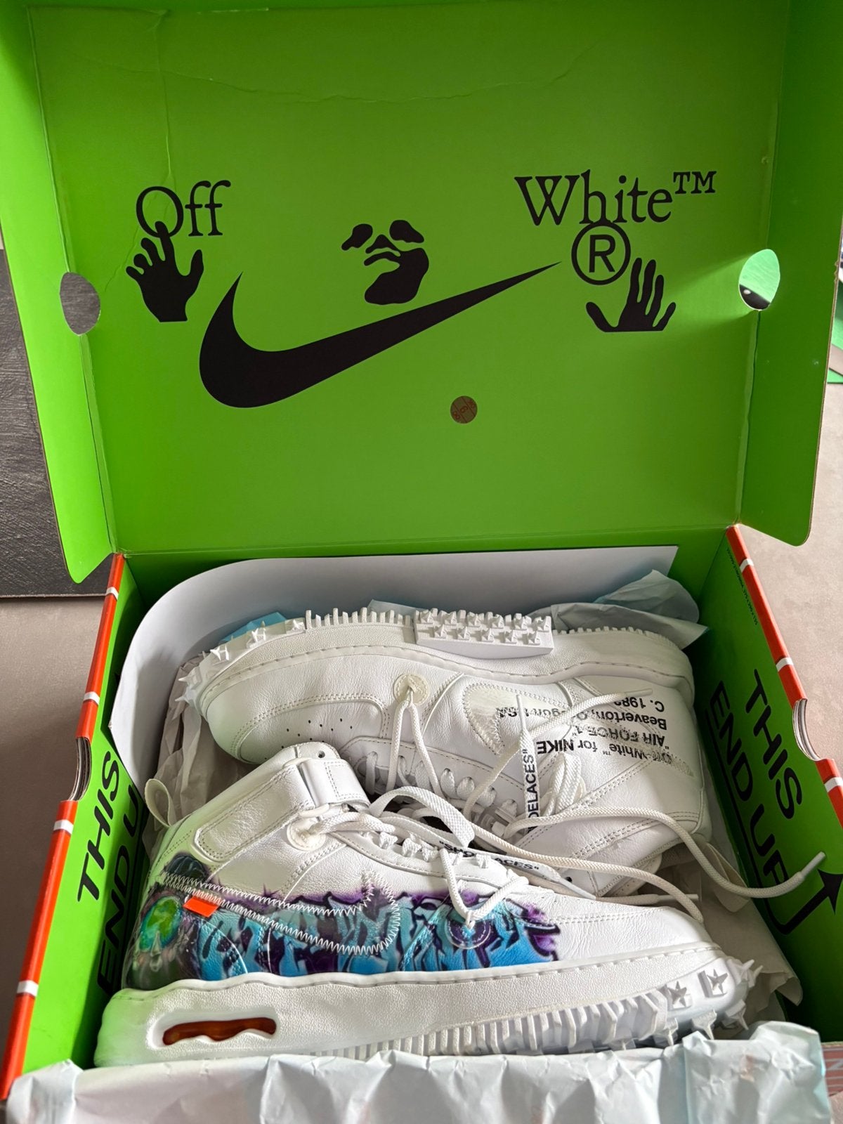 Nike air force oregon off white graffiti, Ophalen of Verzenden, Zo goed als nieuw, Zwart