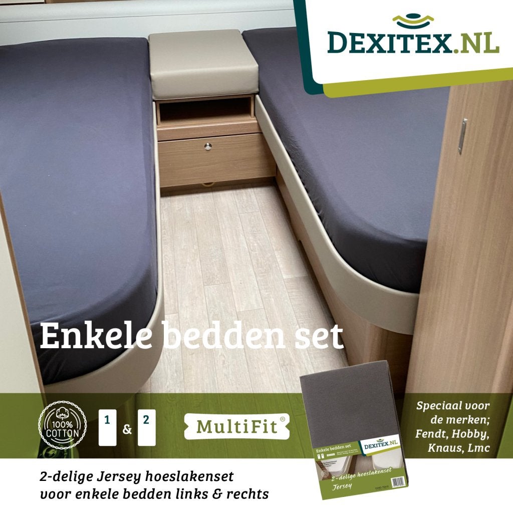 Enkele bedden indeling 2 delig, jersey hoeslakenset, Caravans en Kamperen, Matrasbestellen.nl, Verzenden, Buurserstraat 15 A, 7481 EG,Haaksbergen