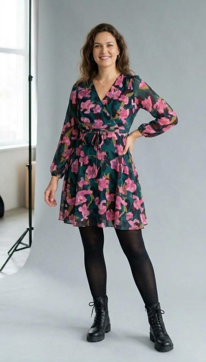 bloemen jurk maat 40 42 zwart roze L XL, Maat 38/40 (M), Zwart, Nieuw, Ophalen of Verzenden