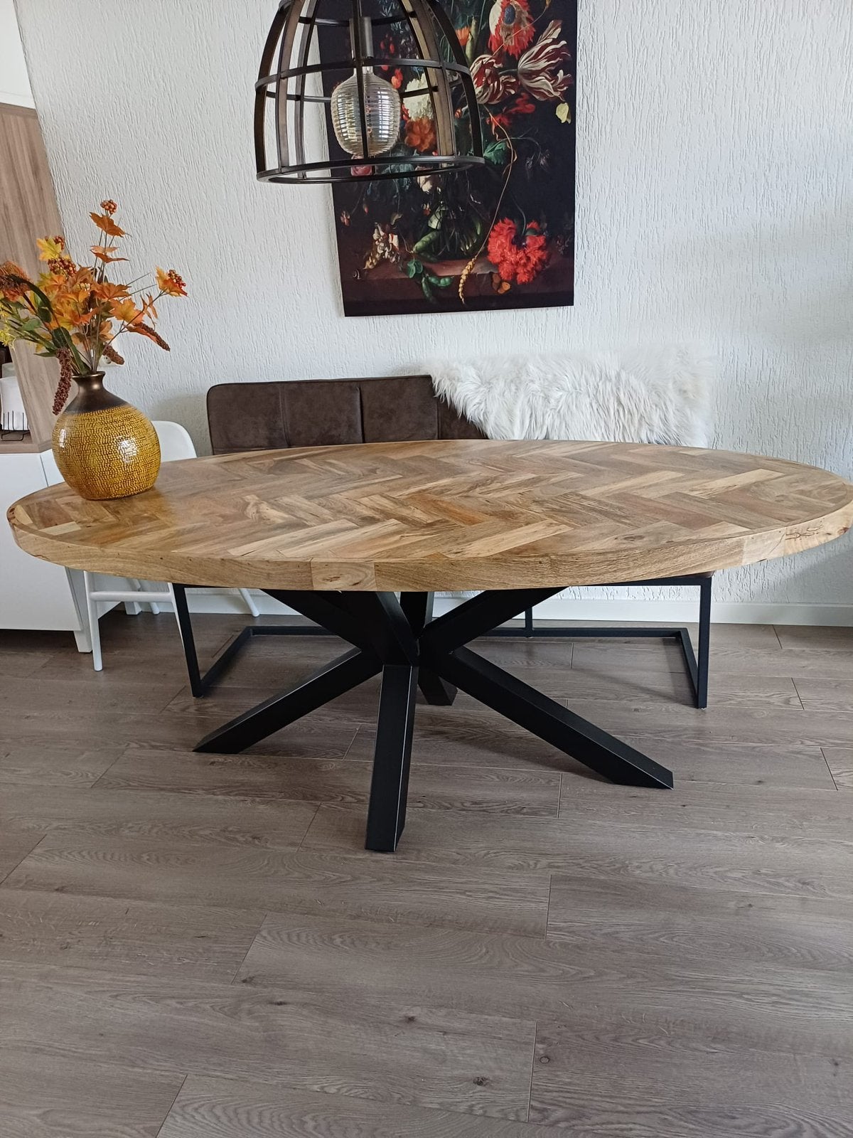 Ovale eettafel, Huis en Inrichting, Ophalen, 100 tot 150 cm, 200 cm of meer, Zo goed als nieuw