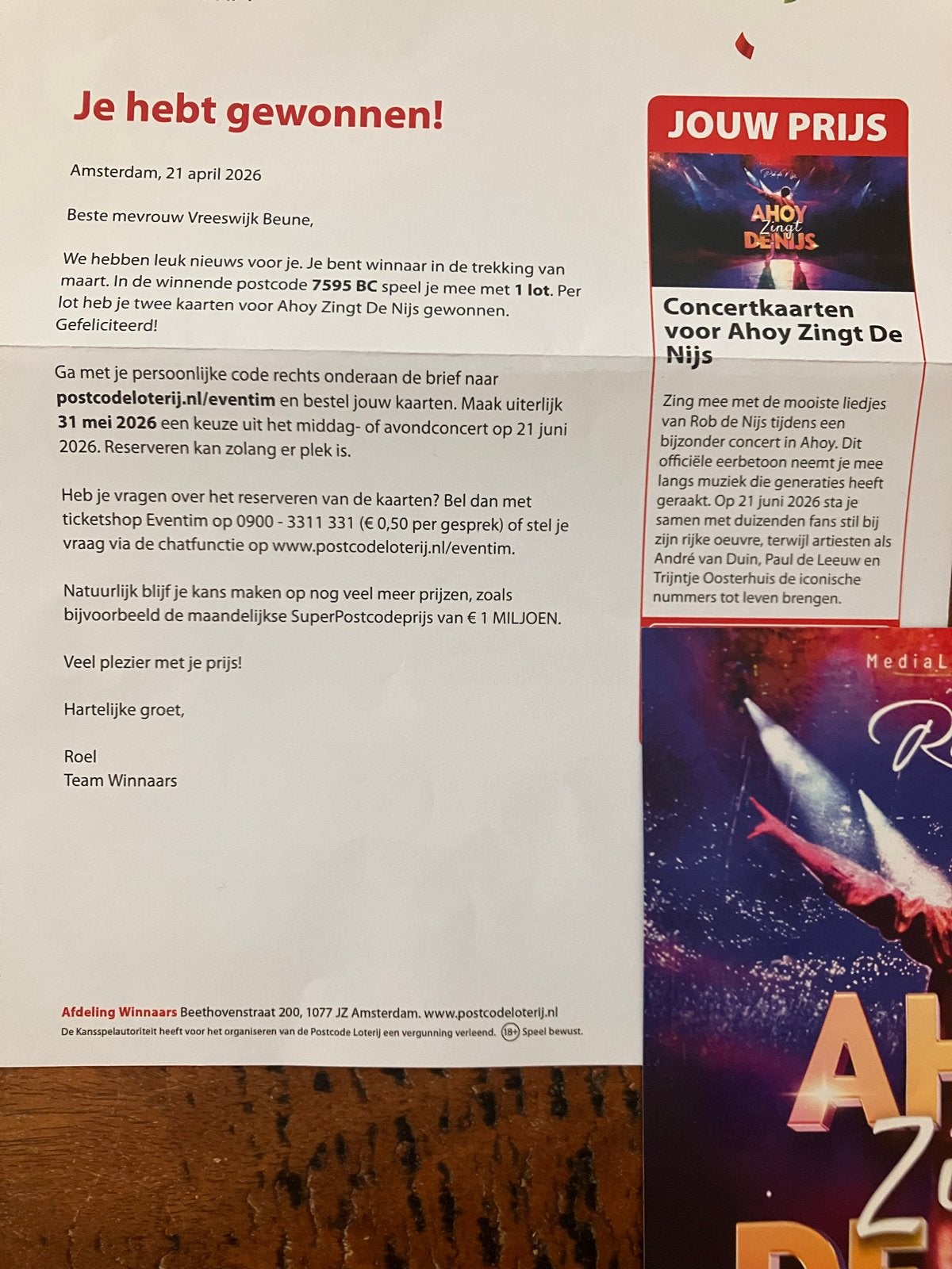 2 kaarten voor Ahoy zingt de Nijs, Tickets en Kaartjes, Concerten | Pop, Twee personen, Juni
