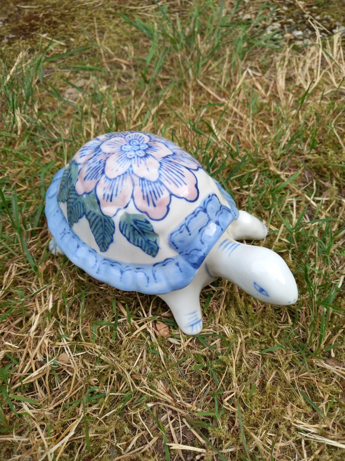 Decoratieve keramische schildpad met bloemmotief, Ophalen of Verzenden
