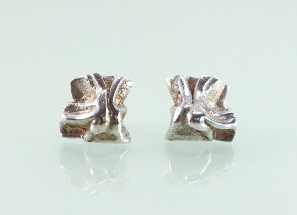 Vintage zilveren oorbellen AKT Tammen Koru Finland, Ophalen of Verzenden, Zilver, Oorbellen