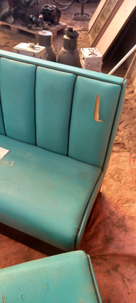 Vintage Diner Banken-Turquoise (2 stuks), Ophalen, Gebruikt, U.S.A vintage, Minder dan 75 cm