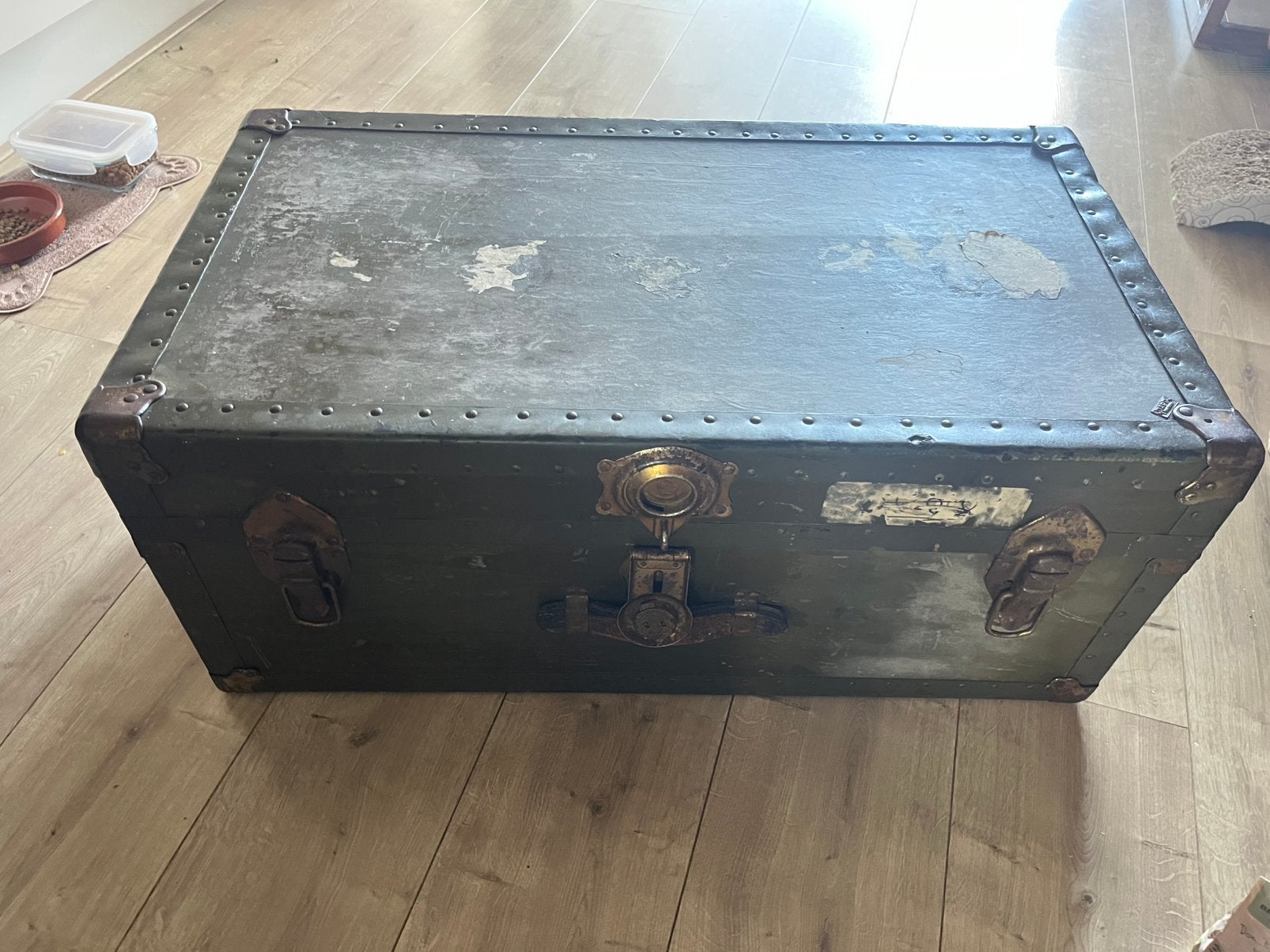 Vintage oude houten reiskist koffer, Huis en Inrichting, Woonaccessoires | Kisten, Ophalen, Gebruikt, 50 tot 100 cm, Minder dan 50 cm