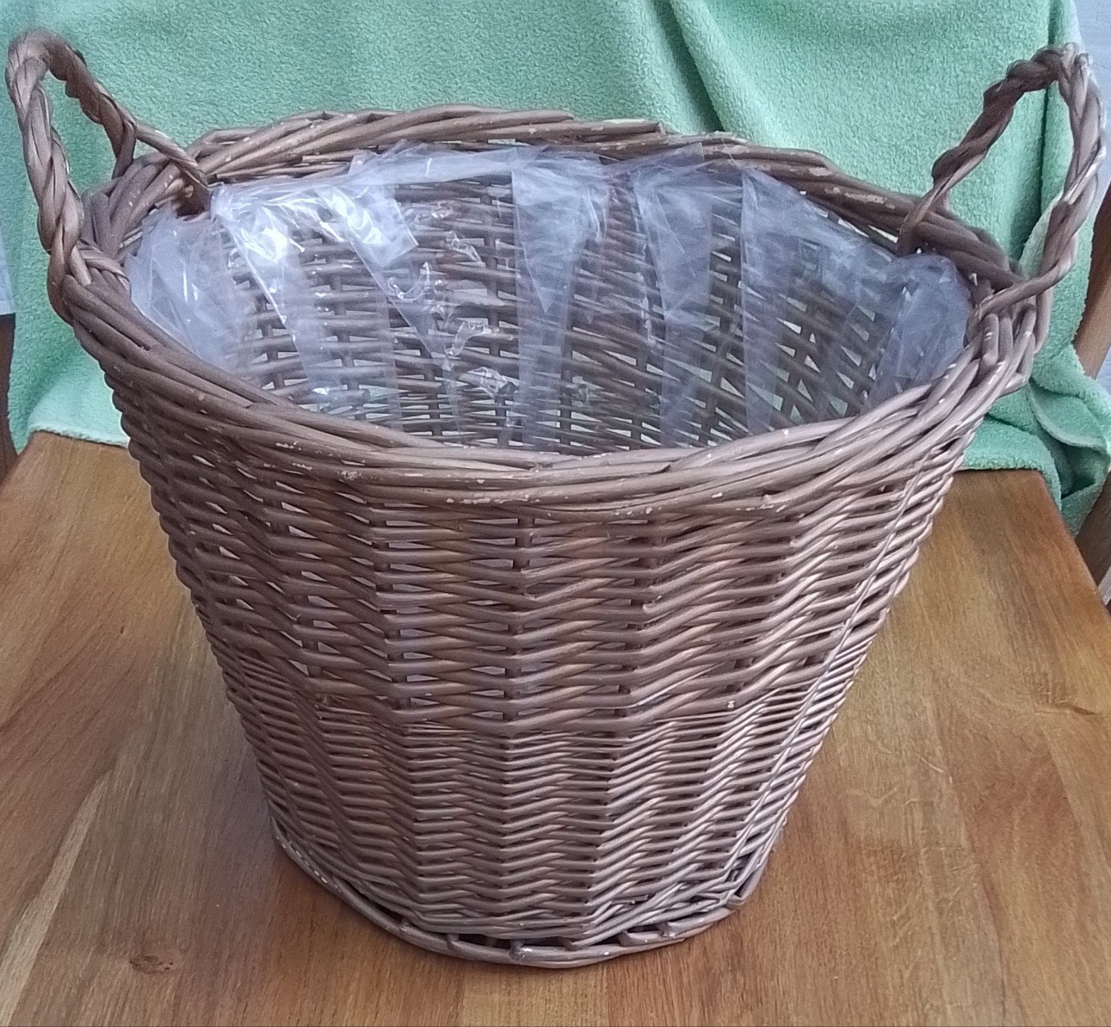 ZGAN, rieten mand 40cm x 30 cm hoog, houtmand, overpot, Gevlochten, Rond, Ophalen of Verzenden, Zo goed als nieuw