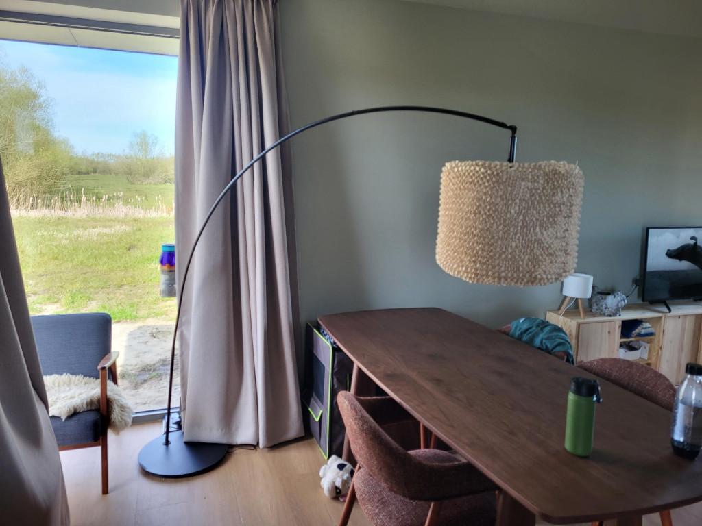 Staande booglamp zwarte voet, Ophalen, Gebruikt, Scandinavisch, Metaal