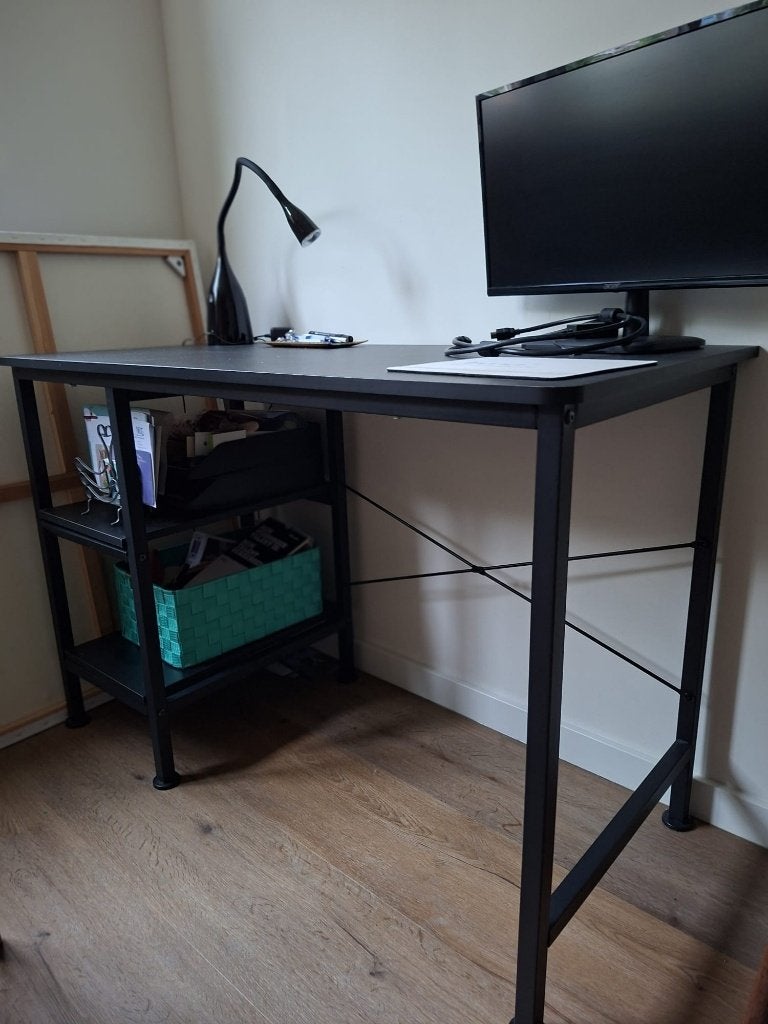 bureau, Huis en Inrichting, Bureaus, Ophalen, Zwart, Gebruikt, 115 cm