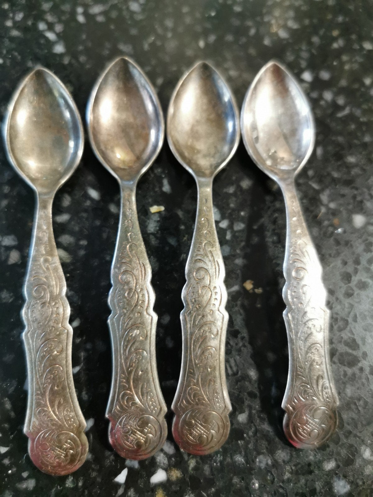 Set van 4 antieke verzilverde theelepels ZS 90, Antiek en Kunst, Ophalen of Verzenden