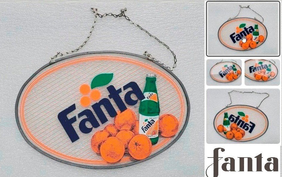 Fanta raamhanger Fanta reclame ( Glas in lood ) Coca Cola, Ophalen of Verzenden, Zo goed als nieuw, Reclamebord