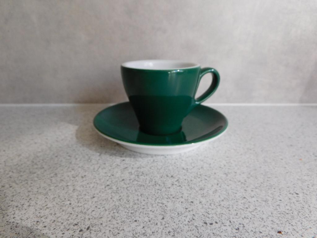 Kop en schotel 50 ml. Groen Dibbern Schönwald Germany, Huis en Inrichting, Keuken | Servies, Ophalen of Verzenden, Zo goed als nieuw