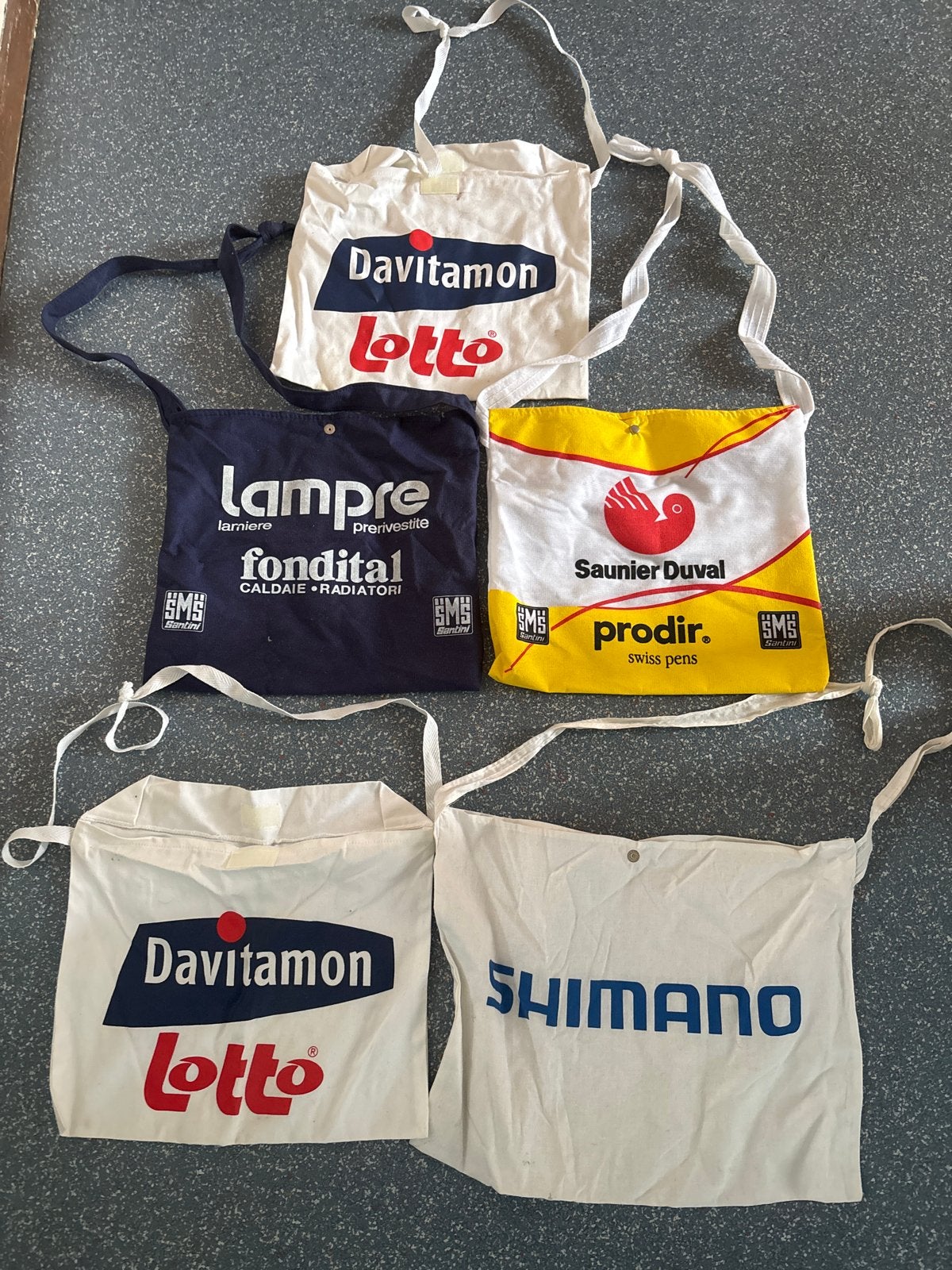 Vintage etenszakjes tassen - Davitamon, Lampre, Shimano, Verzamelen, Ophalen of Verzenden, Gebruikt