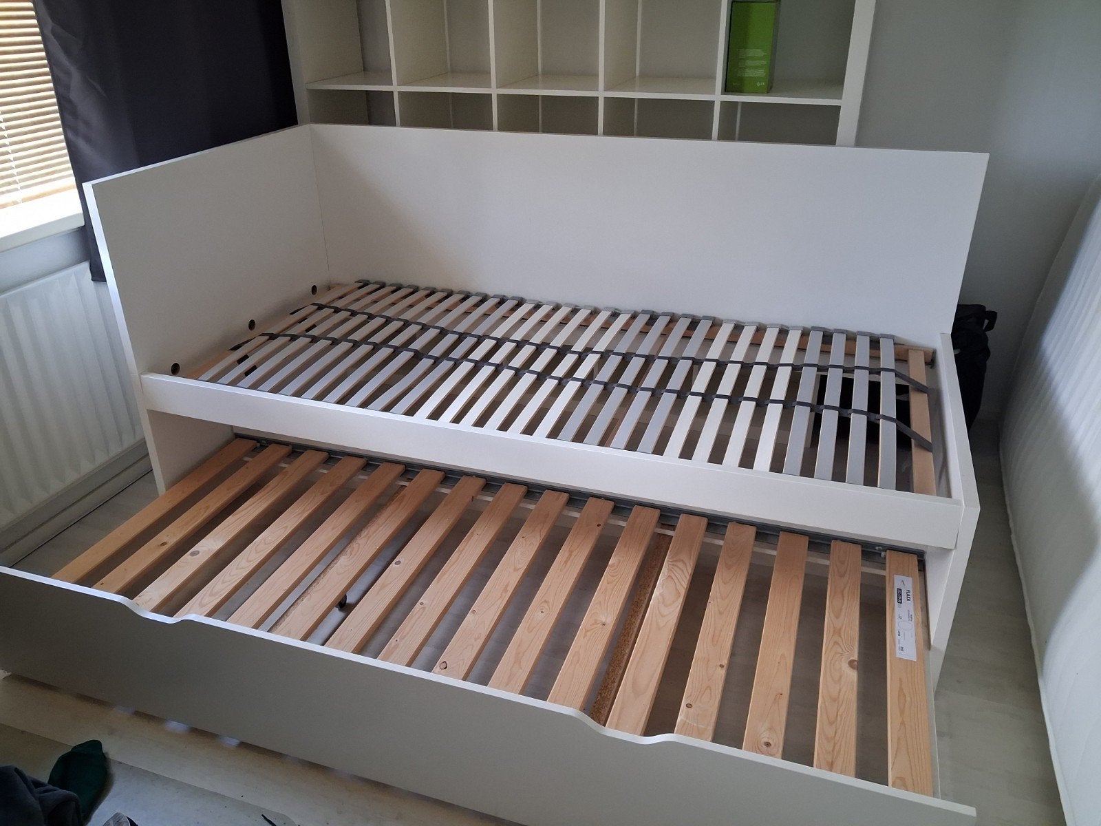 IKEA FLAXA bedbank met uitschuifbed en opbergruimte., Ophalen, Eenpersoons, Wit, 80 cm