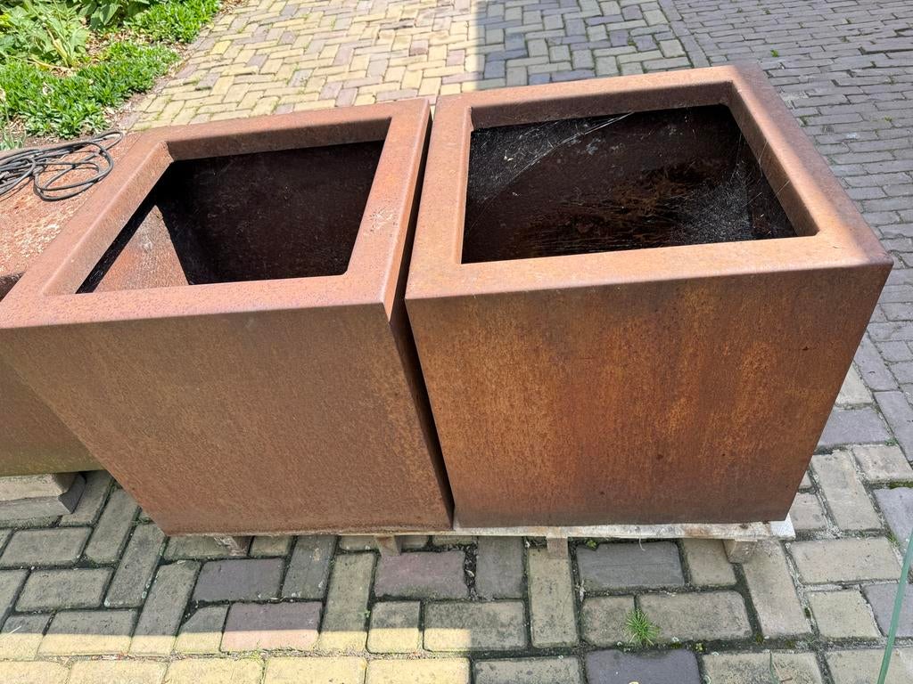 2x Cortenstalen plantenbak 60x60x60cm met bodem, Ophalen, Minder dan 60 cm, Vierkant, Nieuw