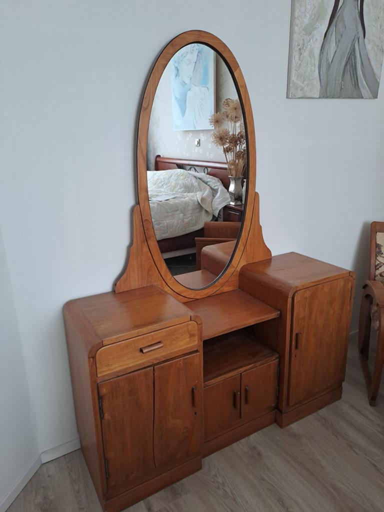 Vintage kaptafel met spiegel en opbergruimte, Ophalen of Verzenden
