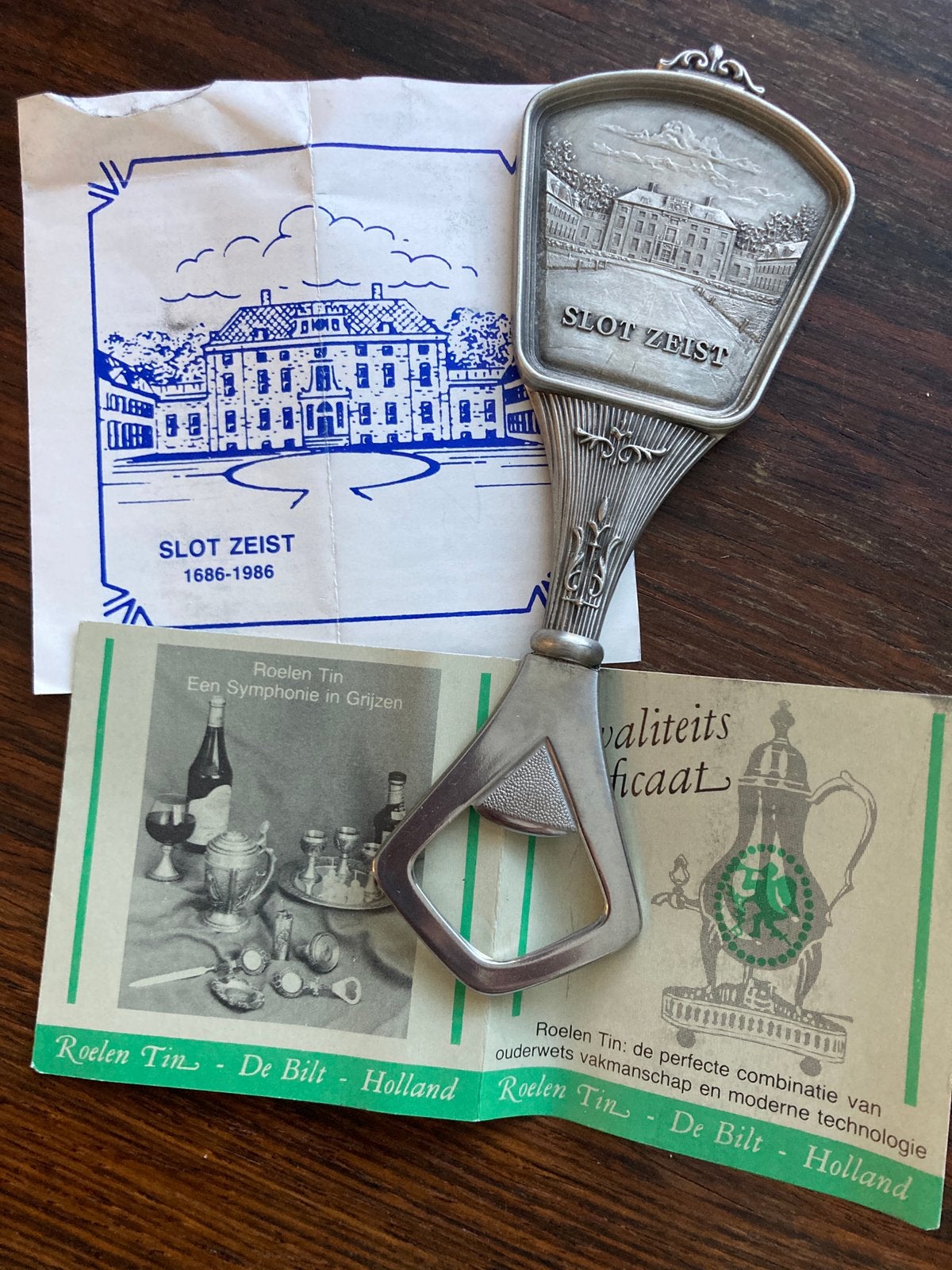 Flesopener Slot Zeist - Roelen tin De Bilt, Ophalen of Verzenden