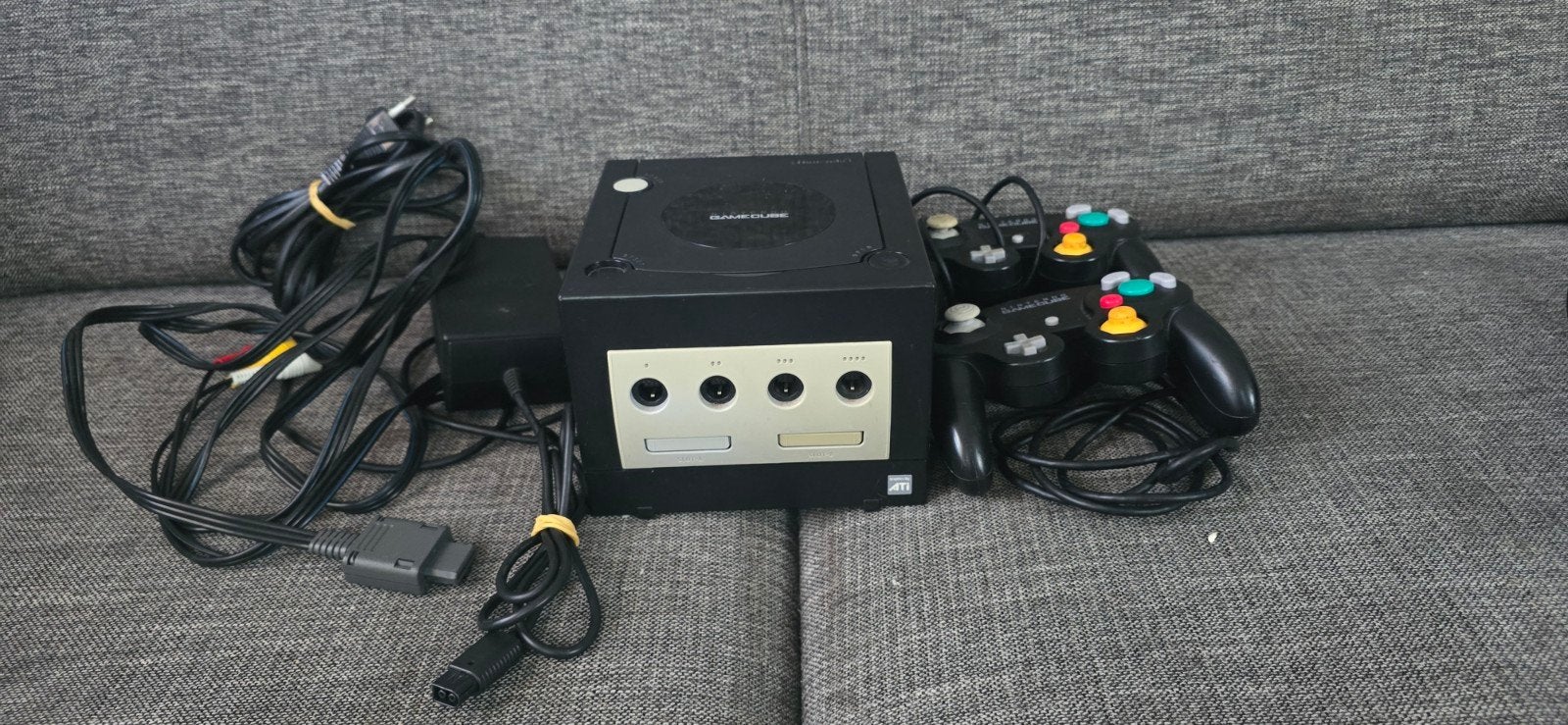 Nintendo GameCube Zwart met 2 controllers, Ophalen of Verzenden, Gebruikt, Zwart, Met 2 controllers