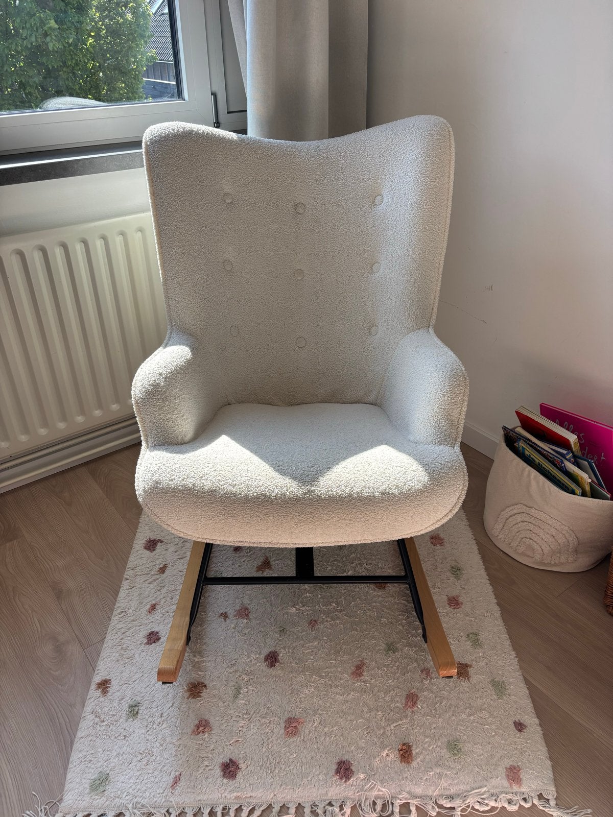 Aemely Schommelstoel Mama Schaapjesstof Wit, Ophalen, Gebruikt, Stoel