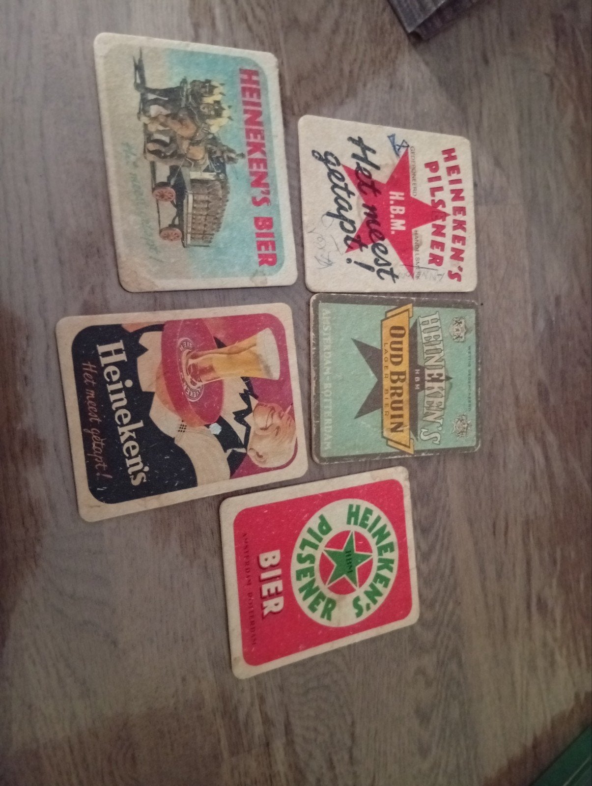Vintage Heineken Bier Viltjes - Set van 5, Ophalen of Verzenden, Gebruikt, Overige typen