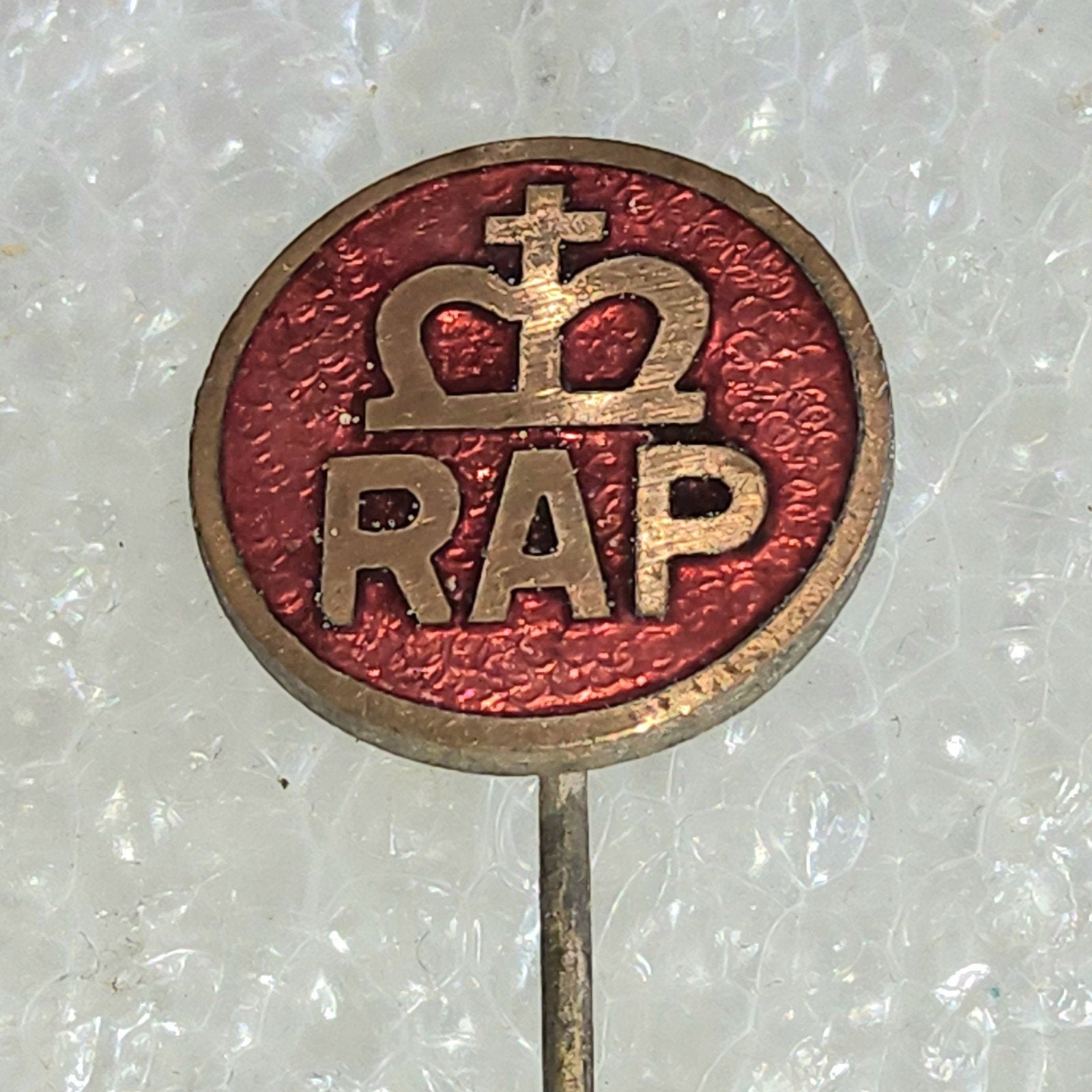 Vintage Emaille Speldje RAP Bromfiets, Ophalen of Verzenden, Gebruikt, Transport, Speldje of Pin