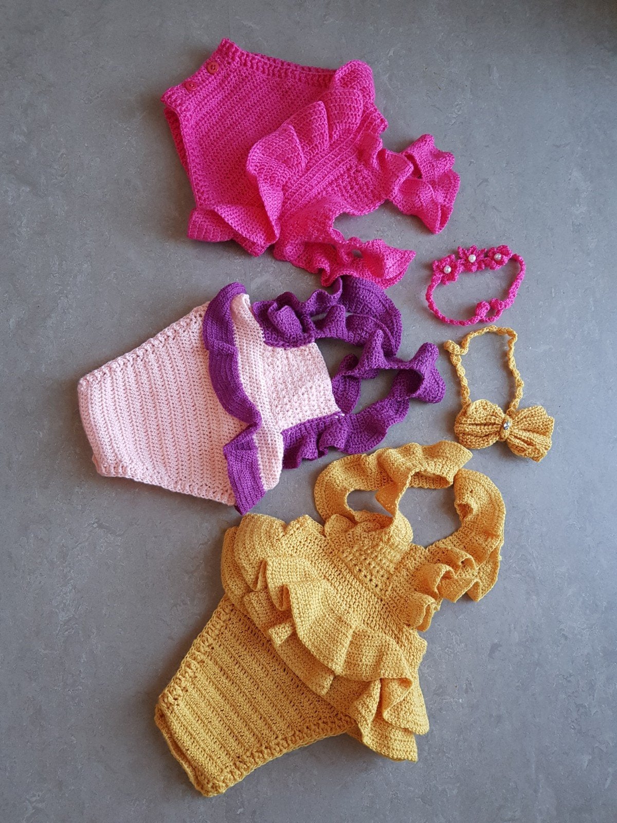Gehaakt babyjurkje maat 56/62 met hoofdband, Meisje, Jurkje of Rokje, Handgemaakt, Nieuw