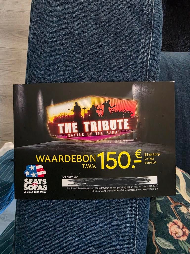 Voucher Seats and Sofas t.w.v. € 150,00, Huis en Inrichting, Banken | Bankstellen, Ophalen