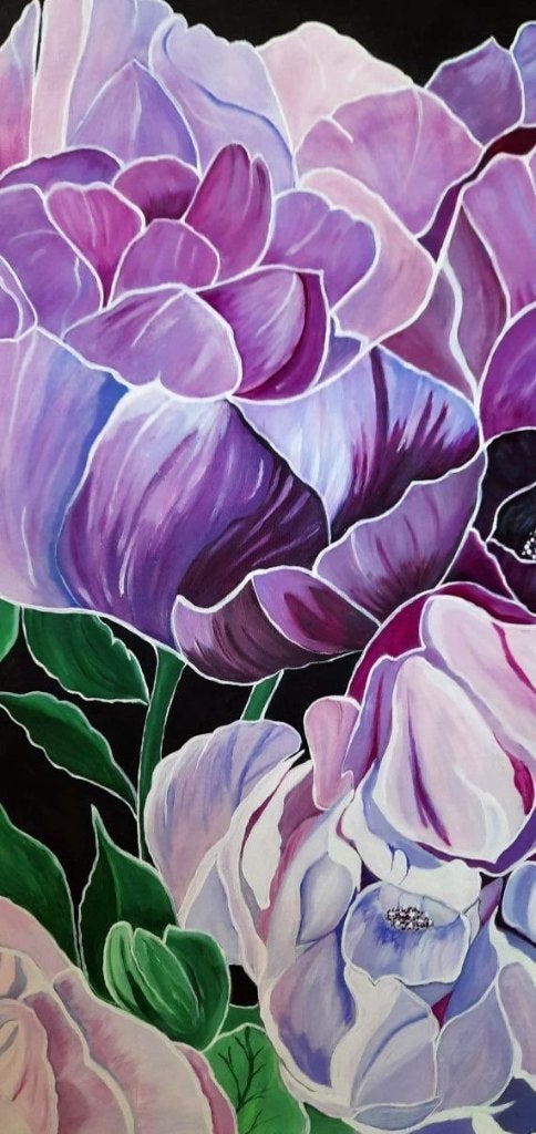 Nieuw handgeschilderd schilderij in PAARS & ROZE, Ophalen of Verzenden
