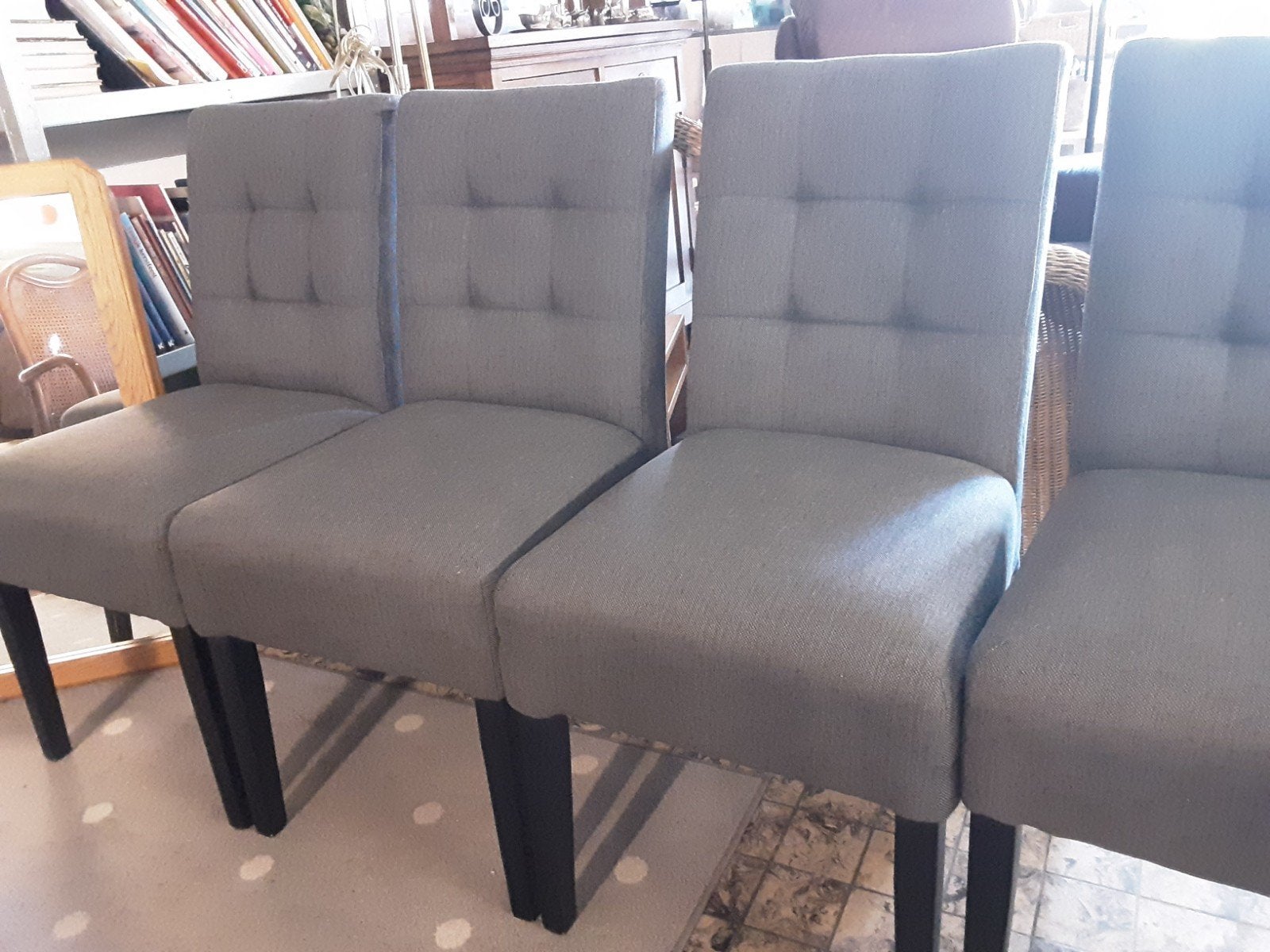 Eetkamerstoelen donkergrijs, Ophalen, Gebruikt, Vier, Stof