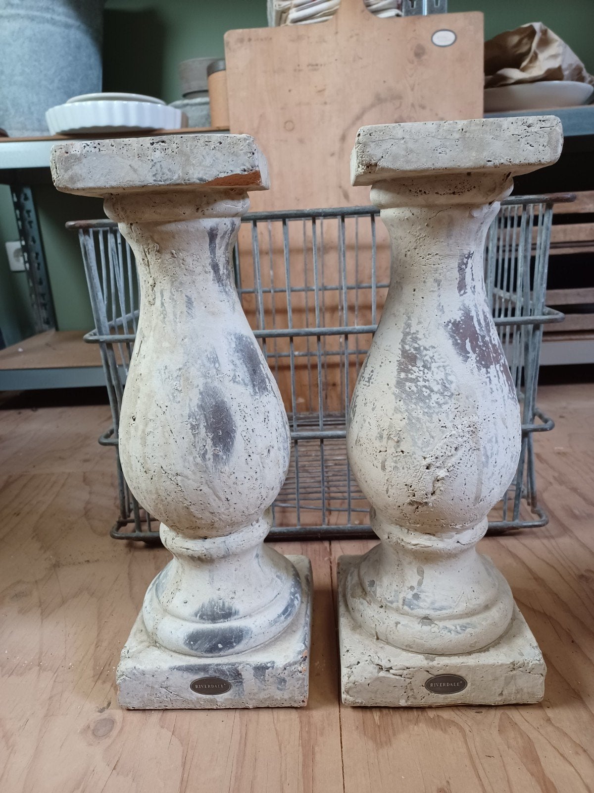️❤️ 2 Riverdale terracotta kaarsen standaards, Ophalen, Riverdale, Gebruikt, Beige