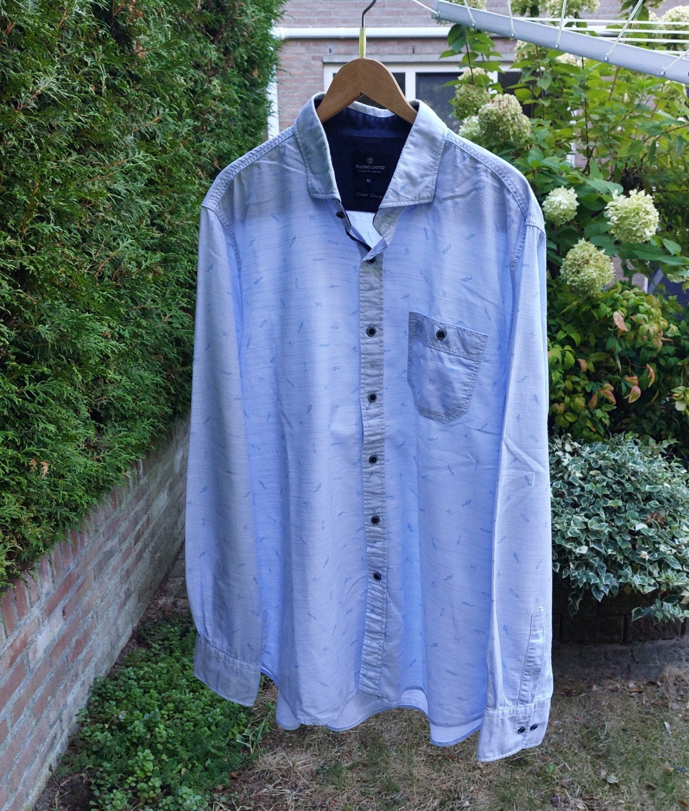 Herenoverhemd Fellows United, Blauw, Ophalen of Verzenden, Zo goed als nieuw, Halswijdte 43/44 (XL)