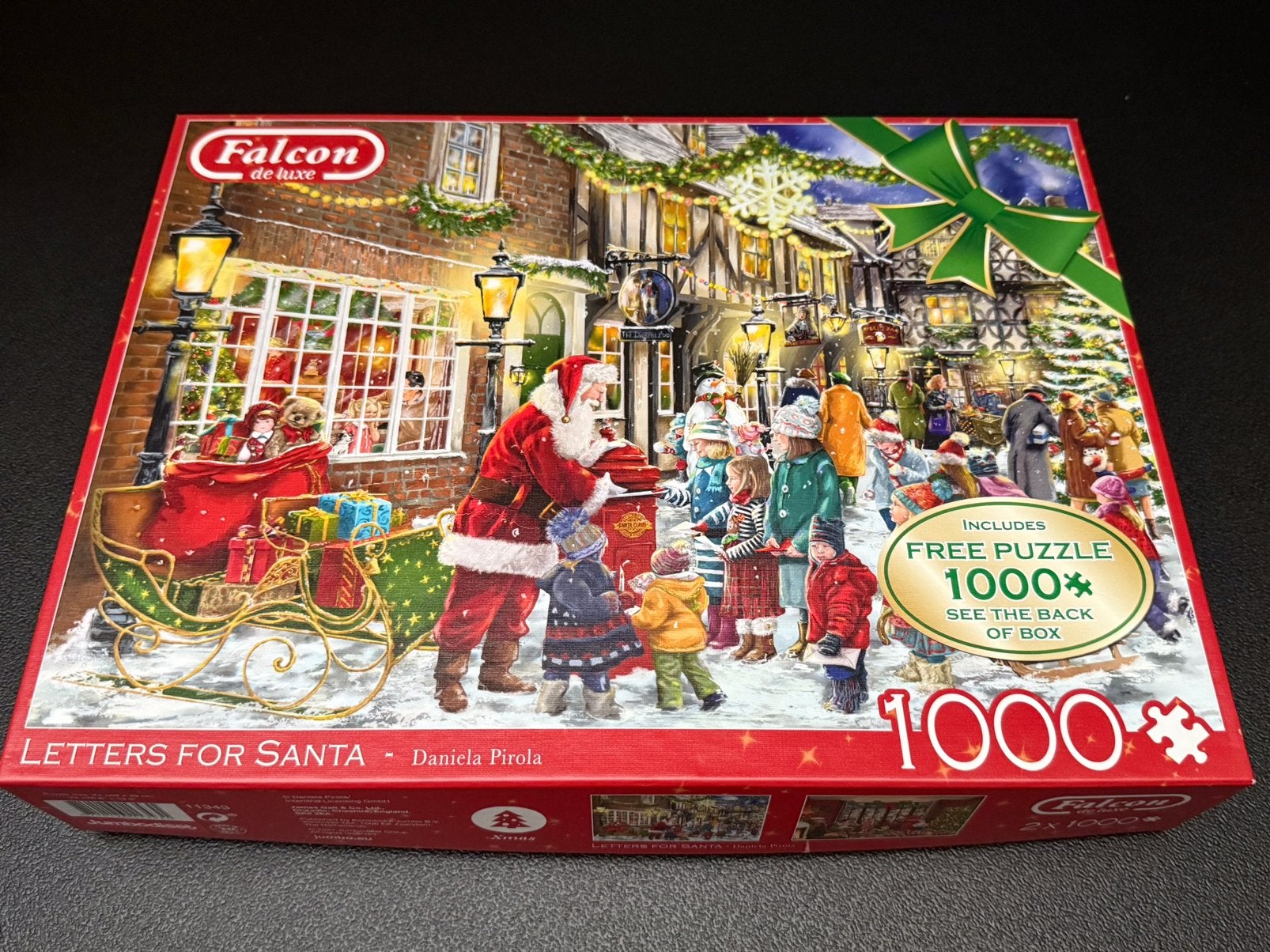 Falcon Puzzel Letters For Santa 2x1000 stukjes, Ophalen of Verzenden, 500 t/m 1500 stukjes, Zo goed als nieuw, Legpuzzel