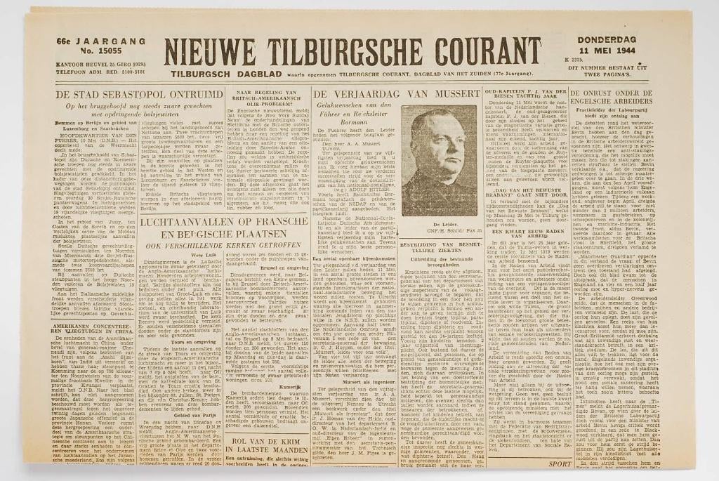 11 mei 1944 - Nieuwe Tilburgsche Courant | Heruitgave 1994, Verzamelen, Zo goed als nieuw, Verzenden, Amsterdam, Florence Uitgeverij