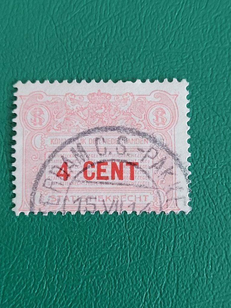 Nederlandse belastingzegel Statistiekrecht 4 cent, Ophalen of Verzenden, T/m 1940, Gestempeld