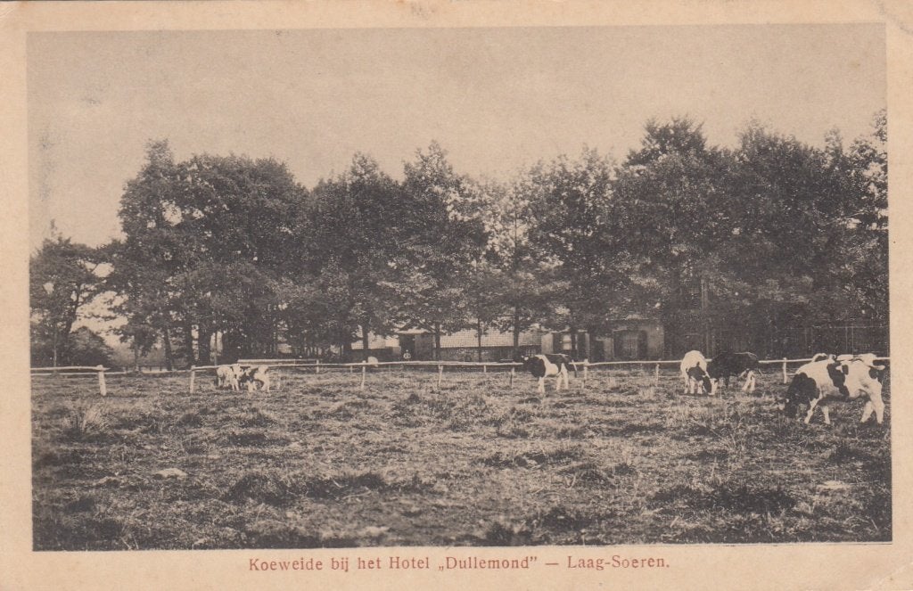 Laag Soeren - Koeweide Hotel Dullemond, Verzamelen, Ansichtkaarten | Nederland, Ophalen of Verzenden, 1920 tot 1940, Gelopen, Gelderland